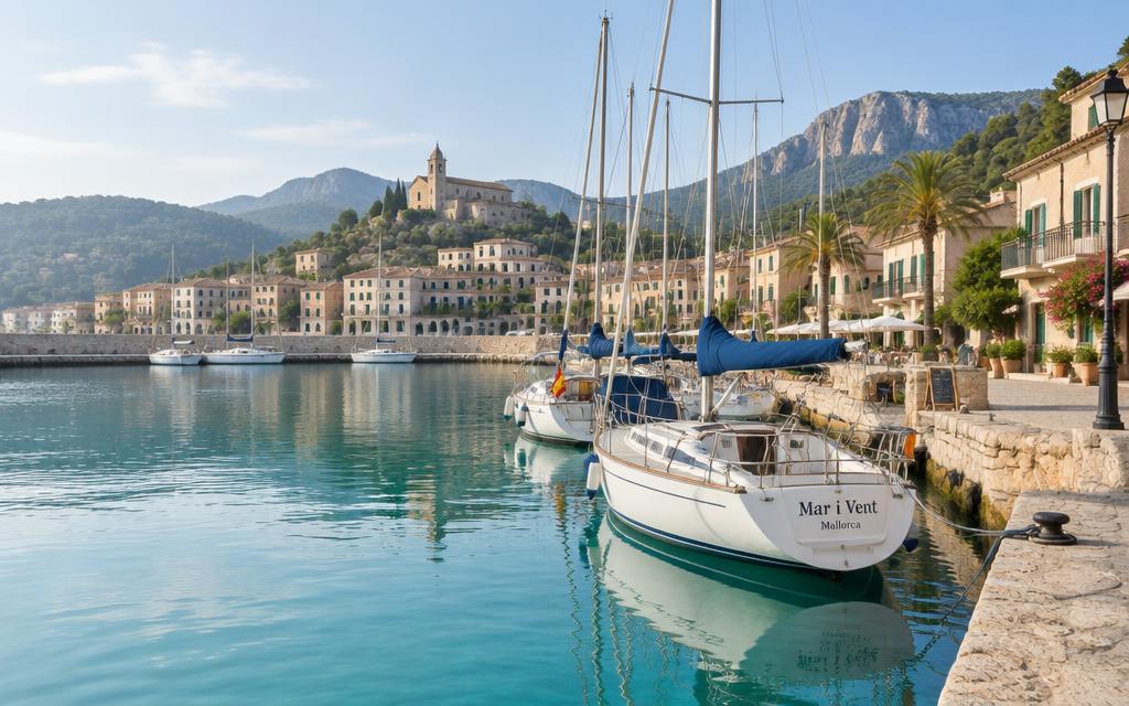 Velero amarrado en un puerto de Mallorca
